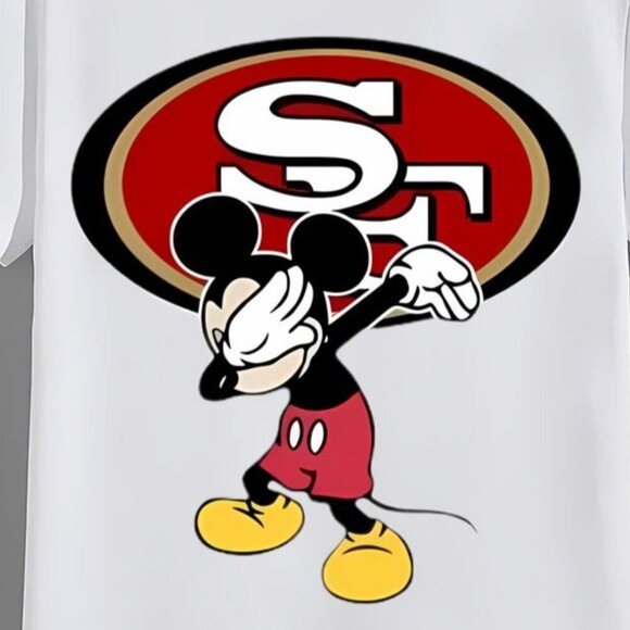 Mickey Disney Dabbing San Francisco 49ers NFL Football Cartoon Fan T-Shirt 90 - Picture 2 of 5